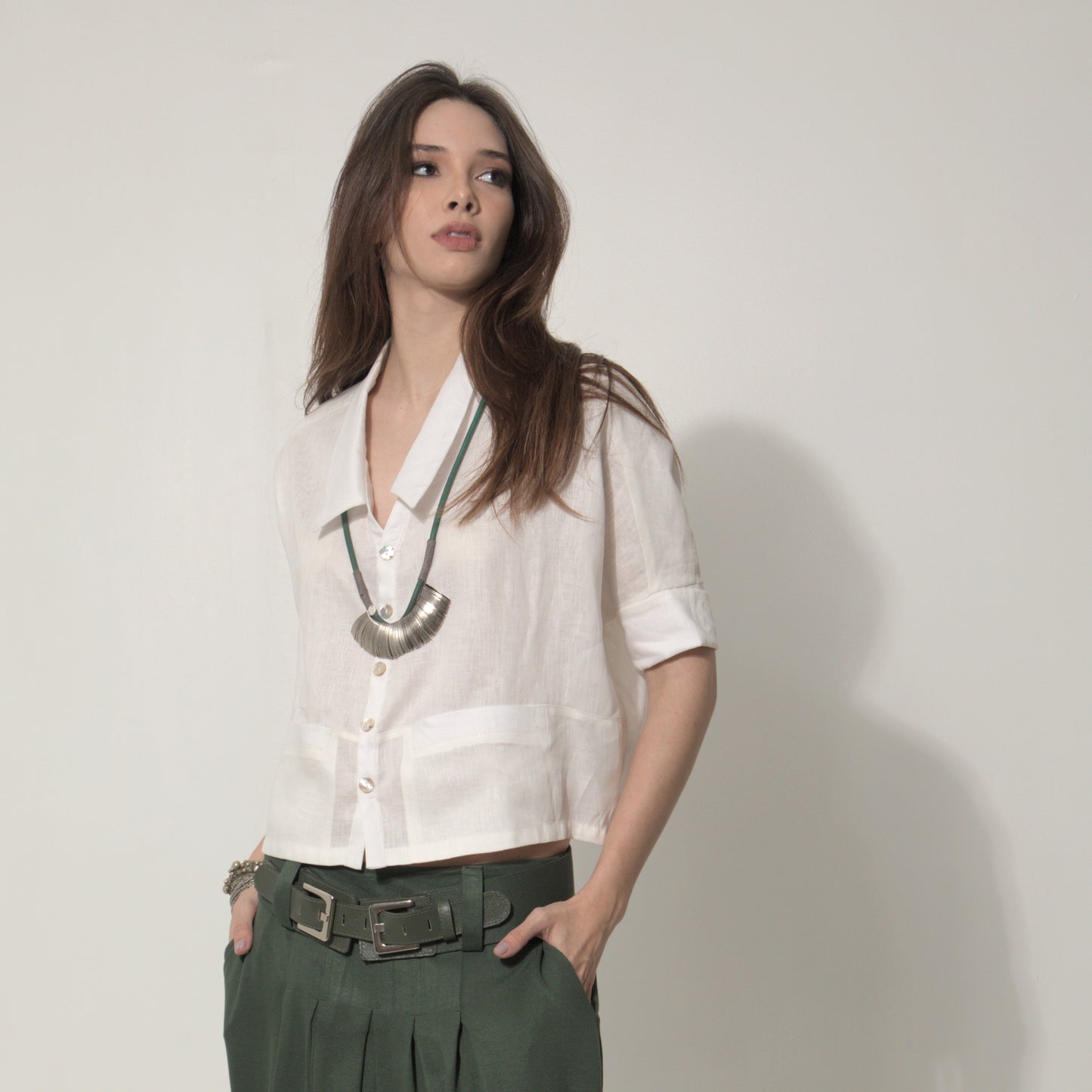 Ipanema - Camisa em 100% linho de mangas curtas