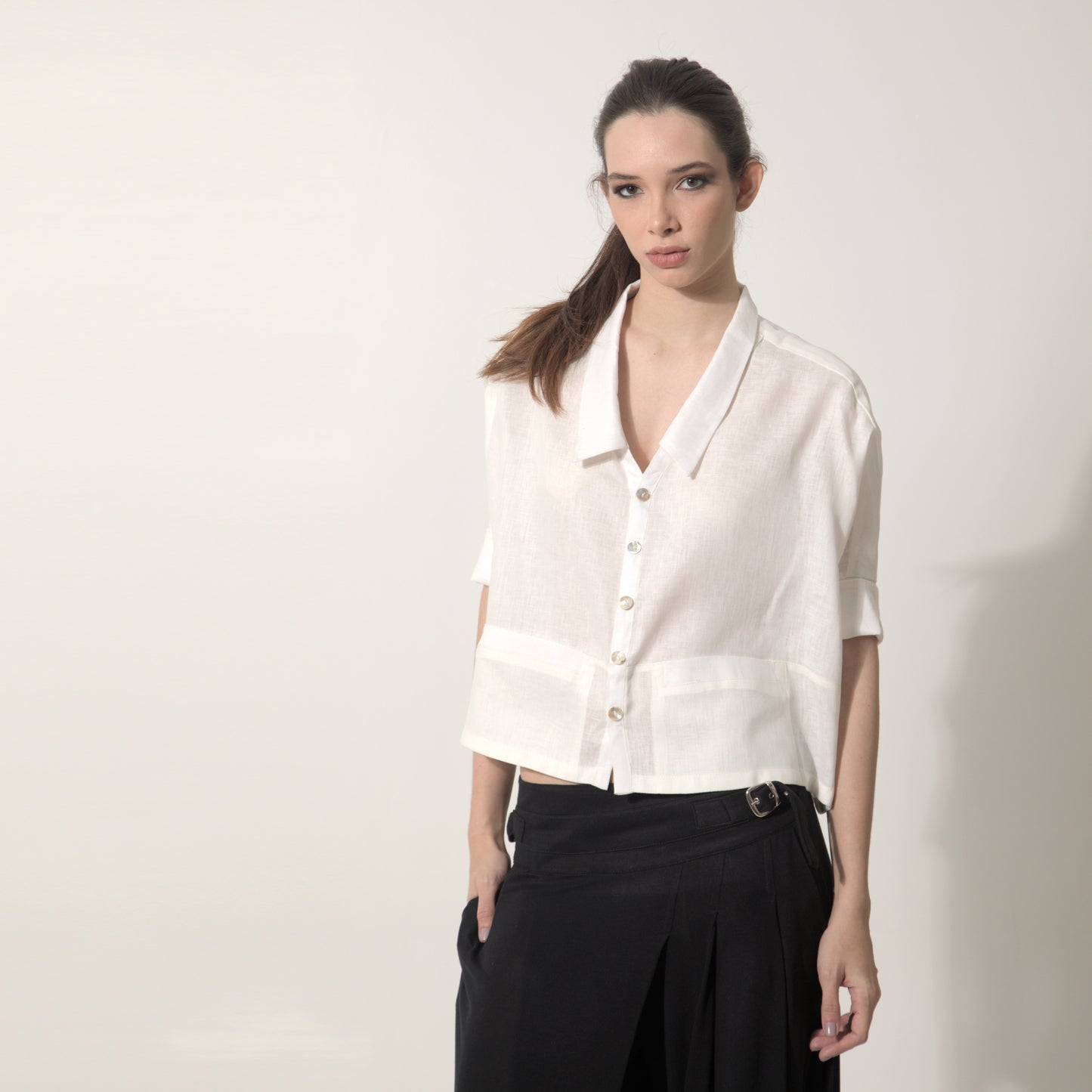Ipanema - Camisa em 100% linho de mangas curtas