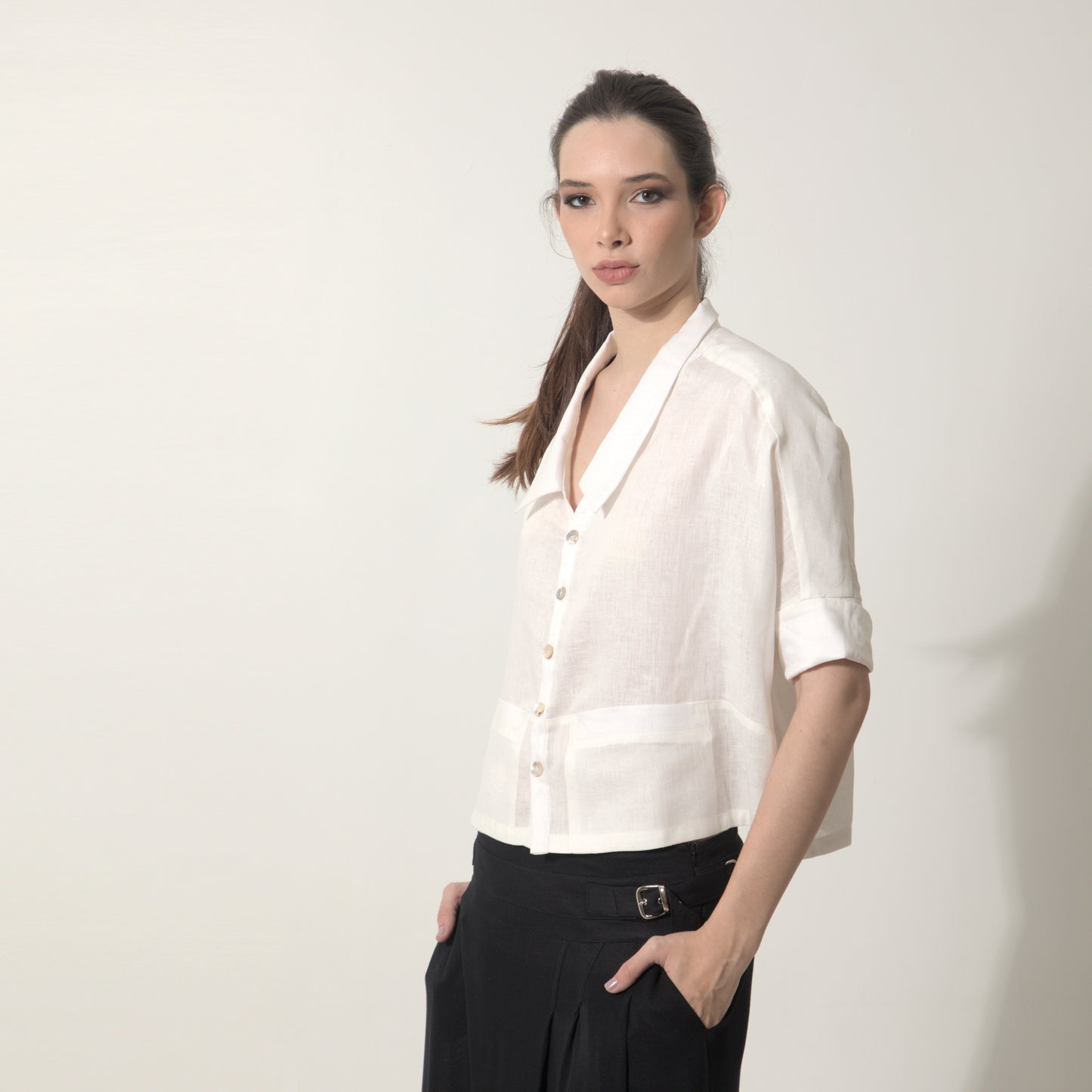Ipanema - Camisa em 100% linho de mangas curtas