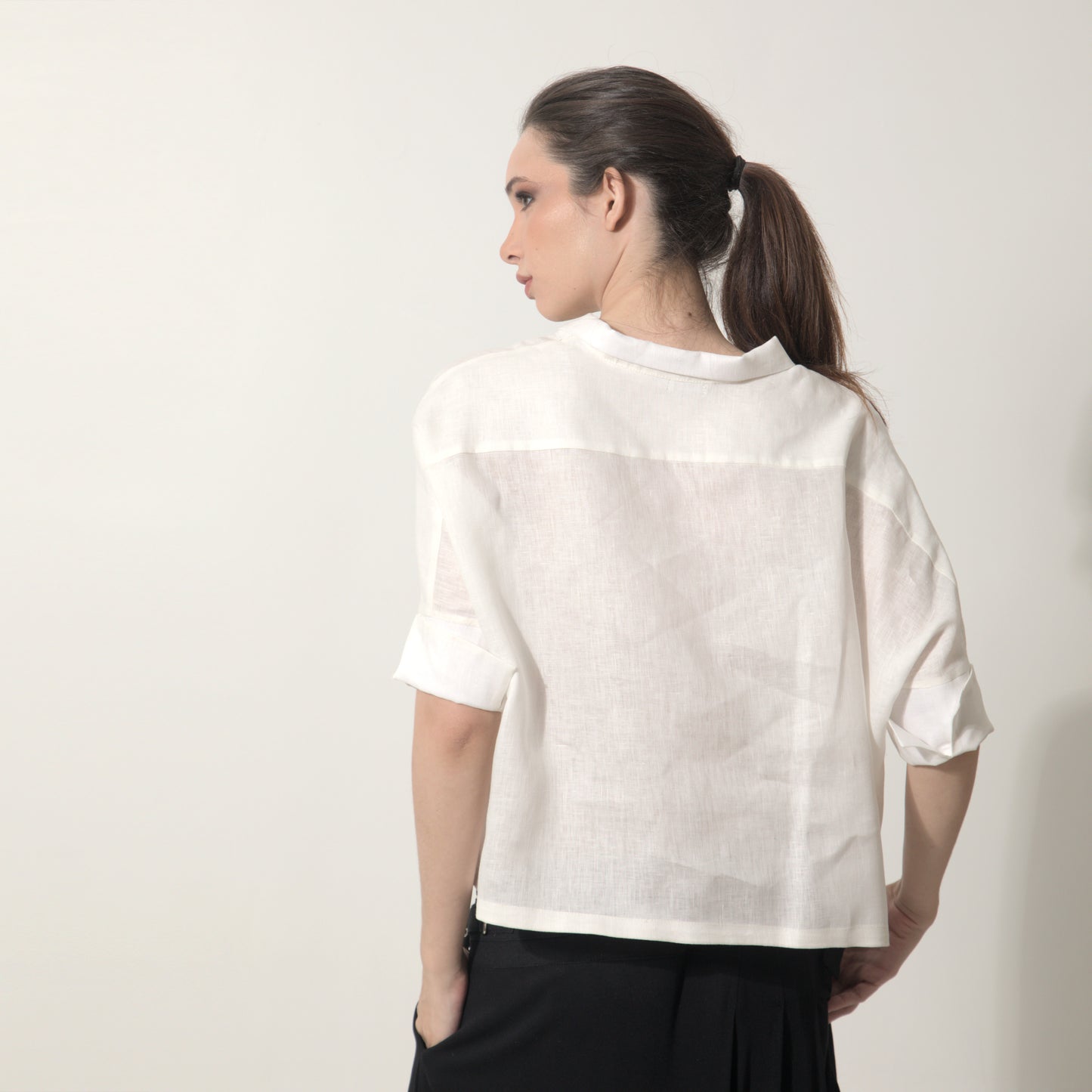 Ipanema - Camisa em 100% linho de mangas curtas