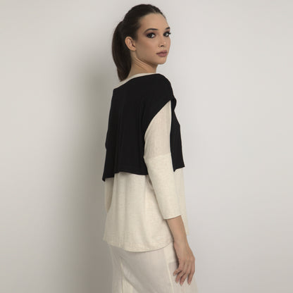 Sofia - Blusa dupla em malha bicolor