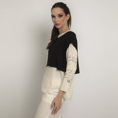 Sofia - Blusa dupla em malha bicolor