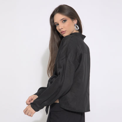 Athena - Blusa com amarração em puro linho