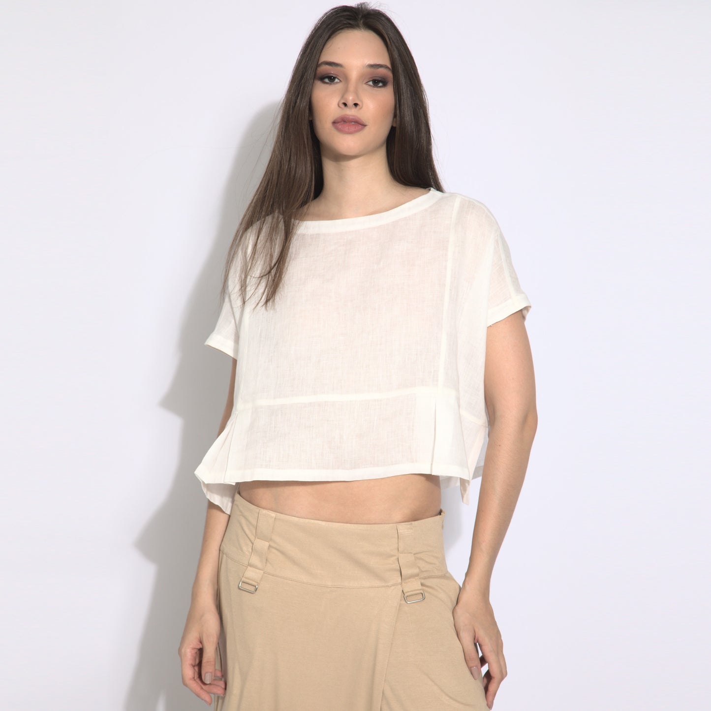 Giulia - Blusa em puro linho mangas curtas