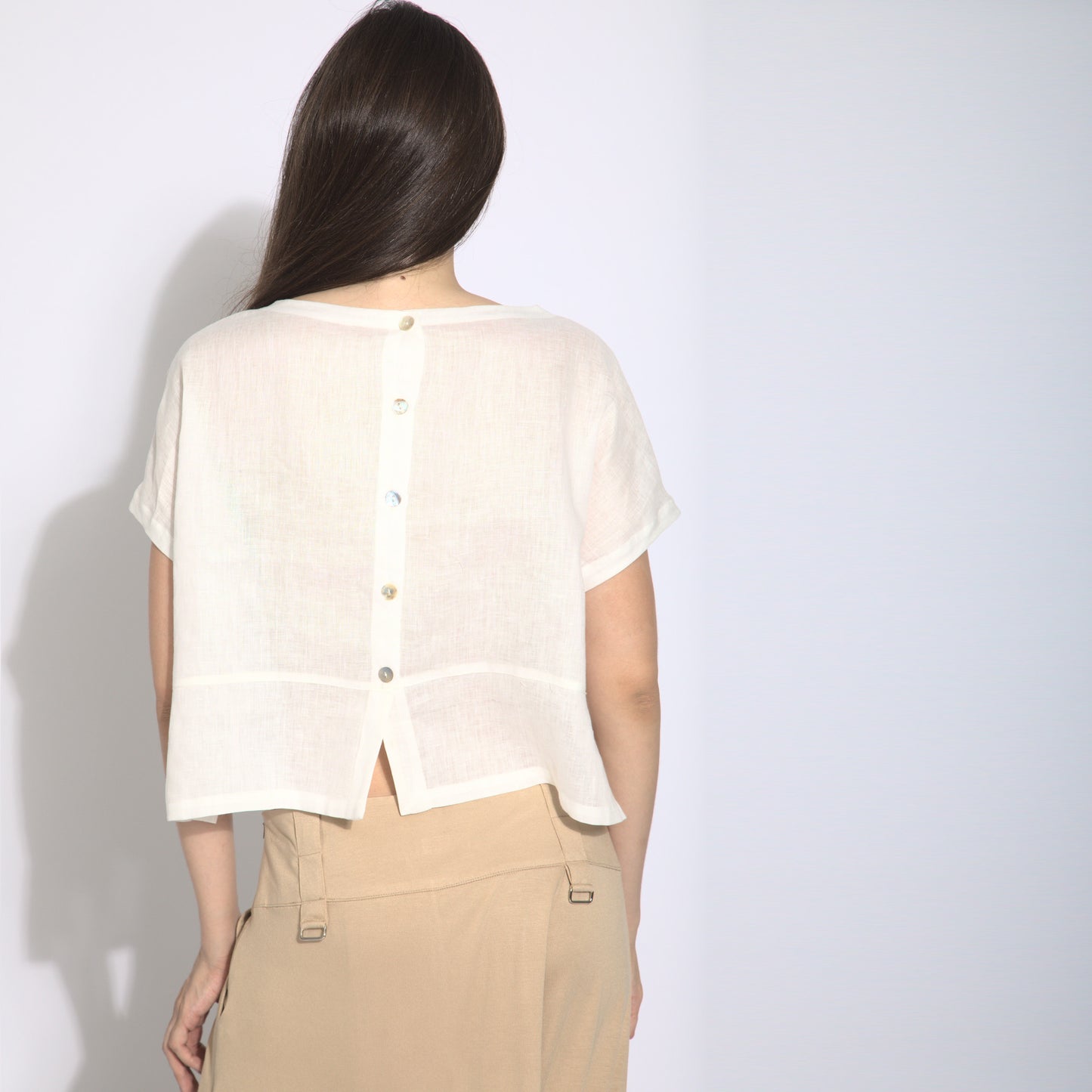 Giulia - Blusa em puro linho mangas curtas