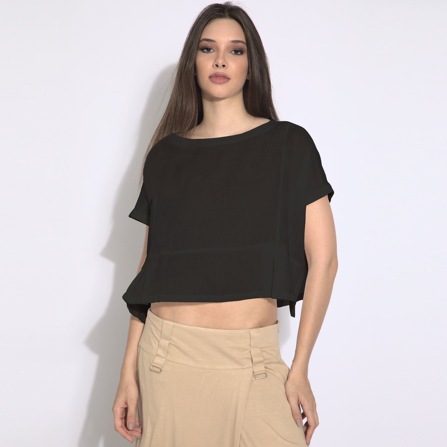 Giulia - Blusa em puro linho mangas curtas