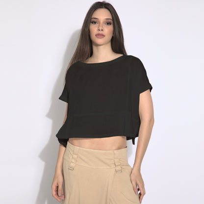 Giulia - Blusa em puro linho mangas curtas