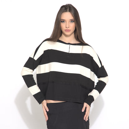 Jenny - Blusa listrada manga longa