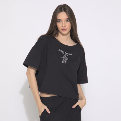 Nomad - Blusa de moleton, mangas curtas