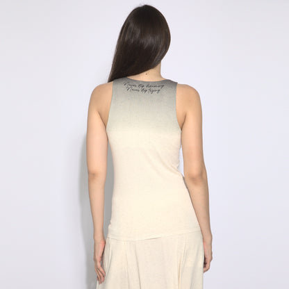 Eva - Top básico de alças com bojo interno (sutiã integrado) - efeito degradê  cor off-white e preto