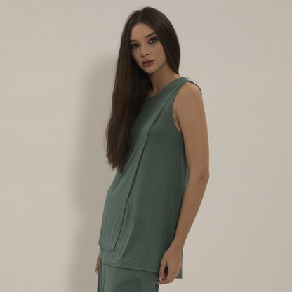 Olivia - Blusa transpassada sem mangas