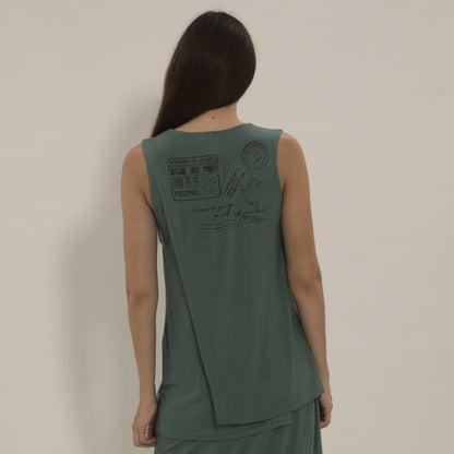 Olivia - Blusa transpassada sem mangas