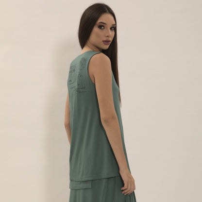 Olivia - Blusa transpassada sem mangas