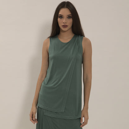 Olivia - Blusa transpassada sem mangas