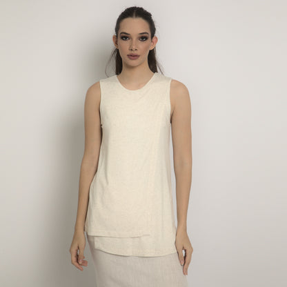 Olivia - Blusa transpassada sem mangas