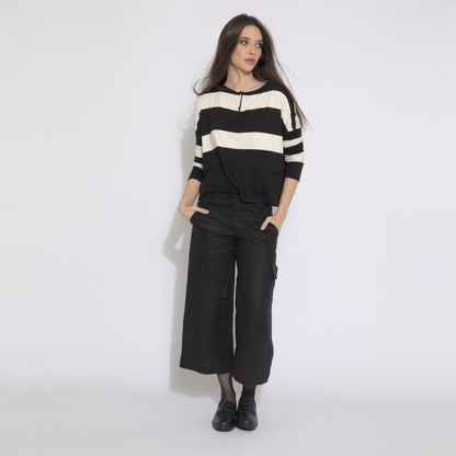 Maya - Calça cargo cropped em puro linho