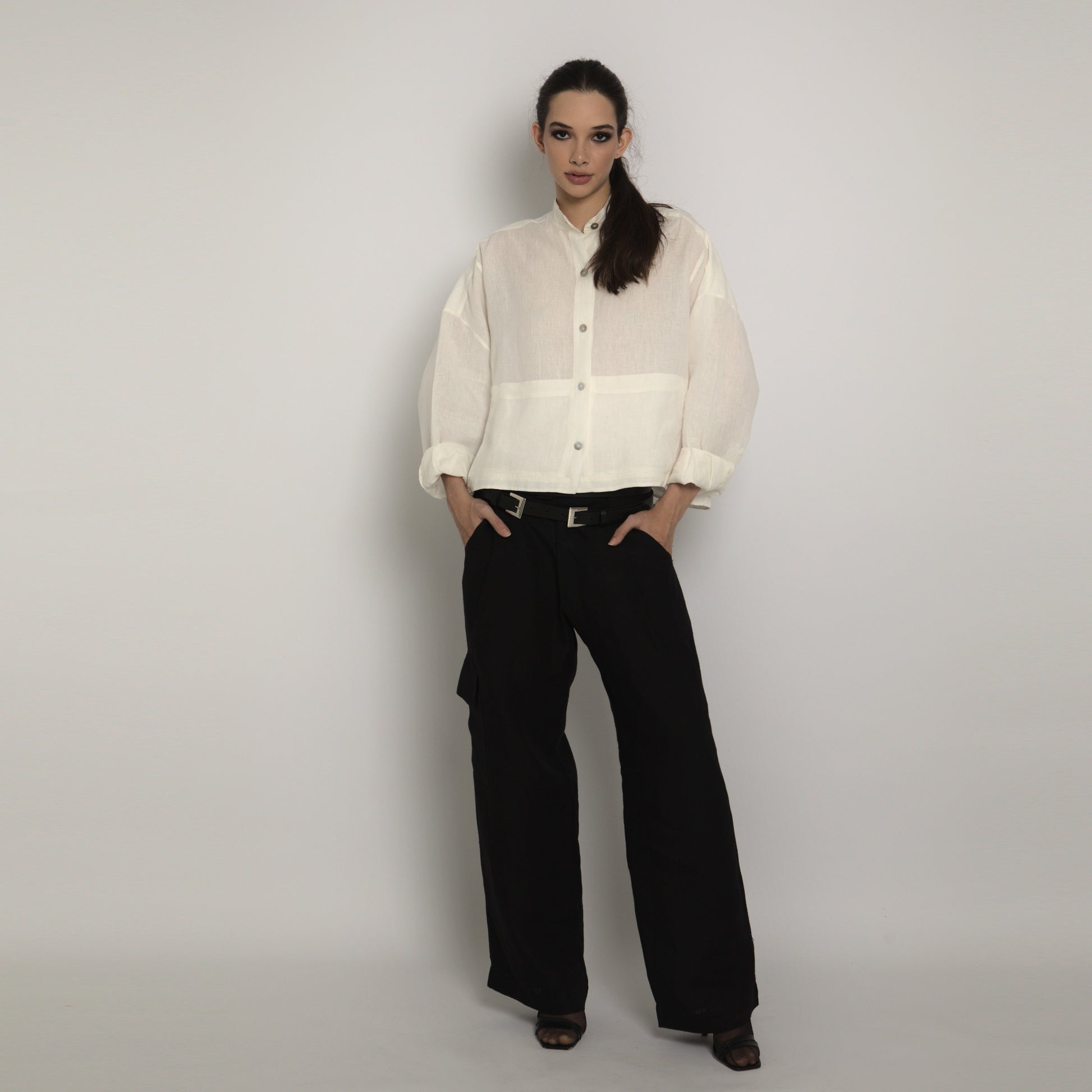 Camisa 100% linho oversize feminina