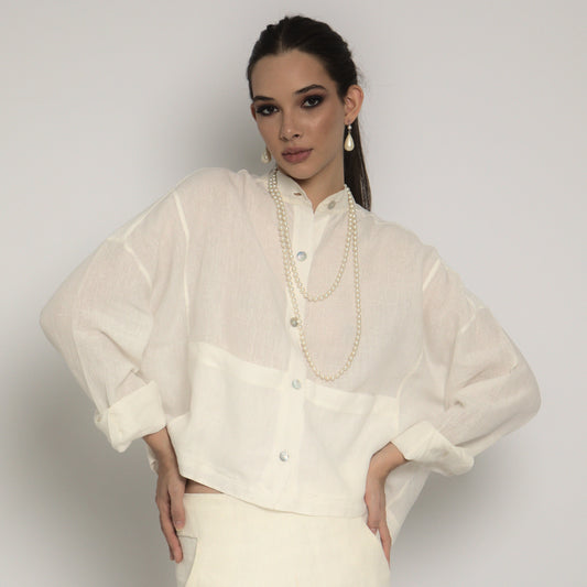 Camisa puro linho offwhite