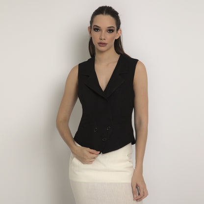 Allegra - Colete em linho natural indiano
