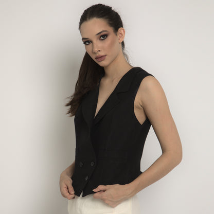 Allegra - Colete em linho natural indiano