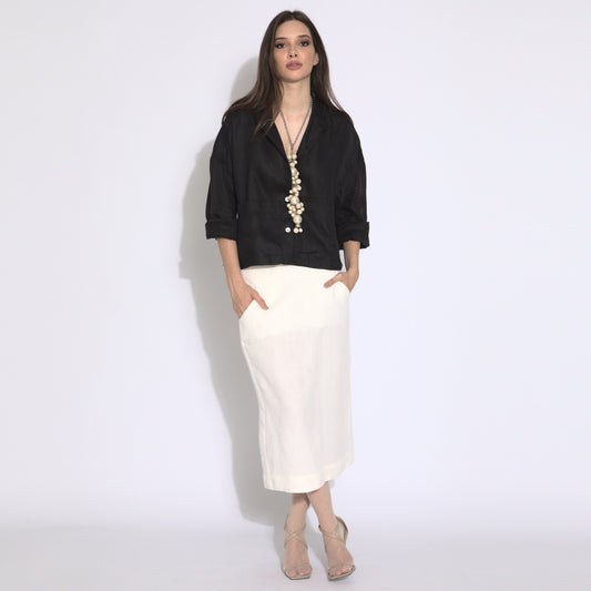 Emma - Saia midi em puro linho