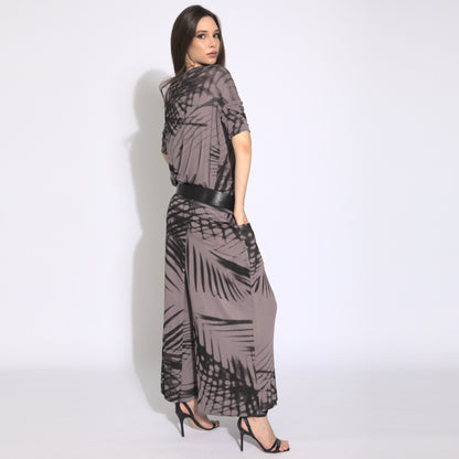 Folhagens - Blusa em malha estampa folhas cor funghi e preto