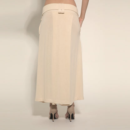 Cleo - Saia-calça de malha com cinto na cor de trigo
