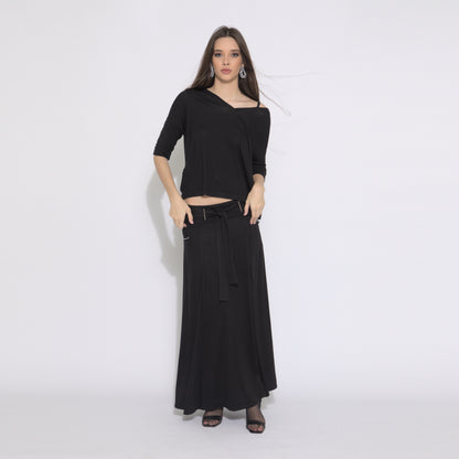 Milla - Saia maxi em malha na cor preta