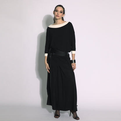 Victoria - Blusa efeito duplo cor preto e off-white