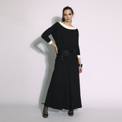 Victoria - Blusa efeito duplo cor preto e off-white