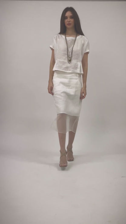 Giulia - Blusa em puro linho mangas curtas