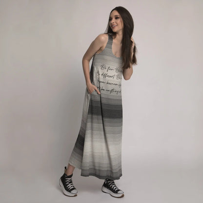 Be Happy - Vestido longo listrado em degradé Água do Mar