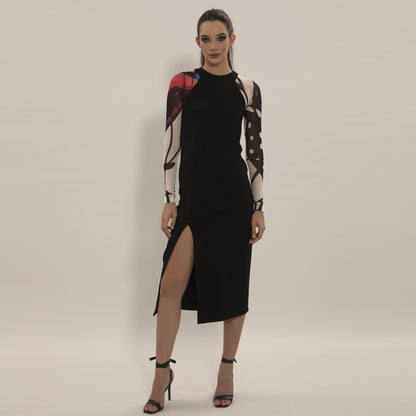 Fiona - Vestido midi de malha com fenda