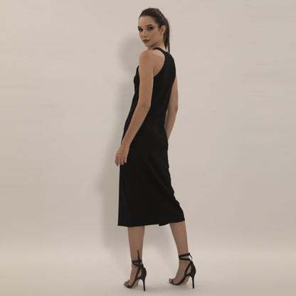 Fiona - Vestido midi de malha com fenda