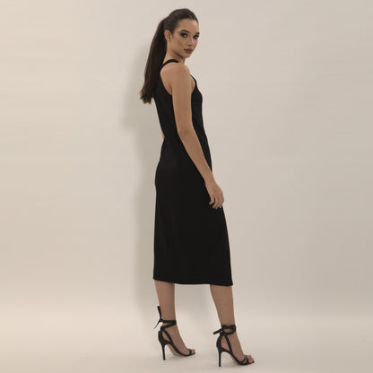 Fiona - Vestido midi de malha com fenda