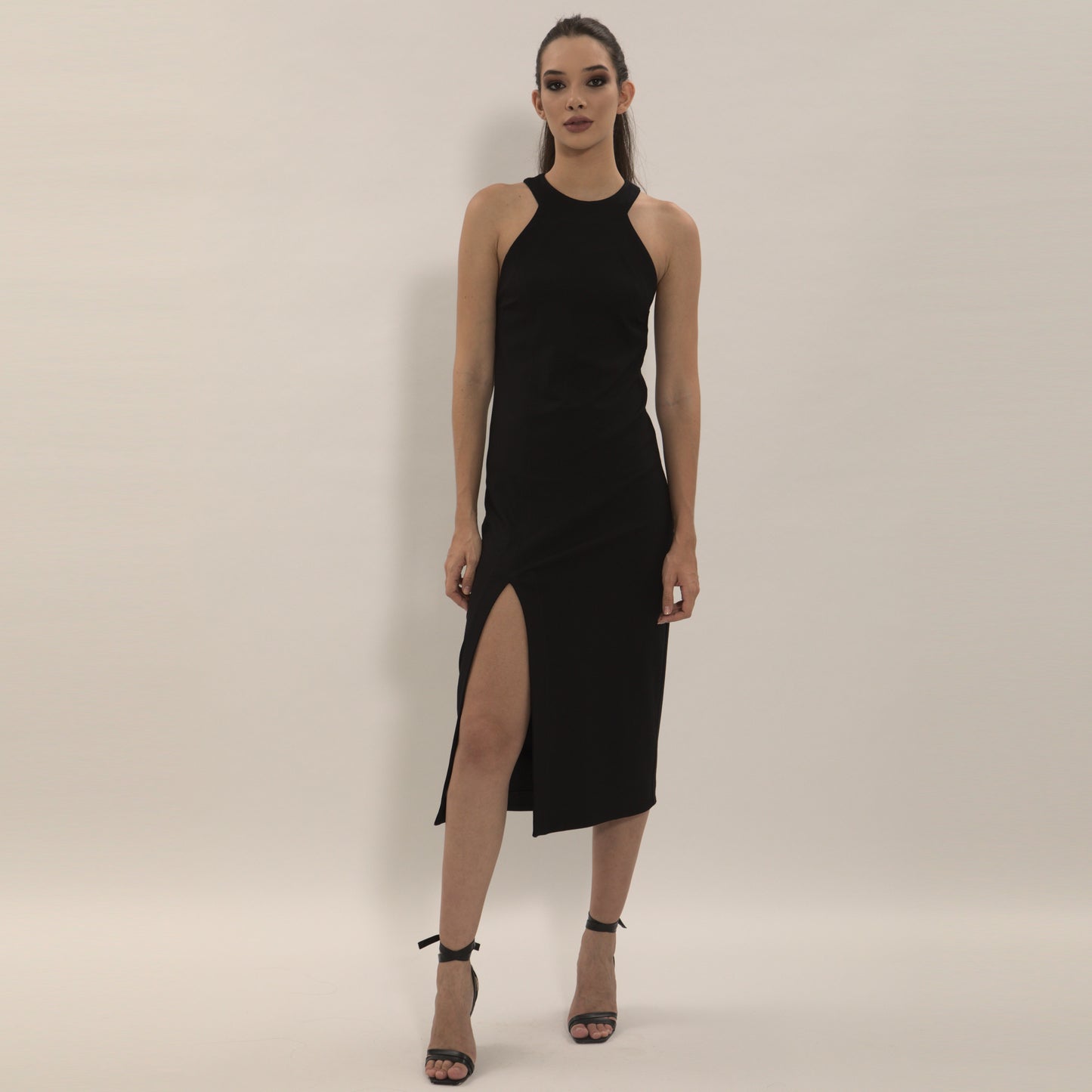 Fiona - Vestido midi de malha com fenda