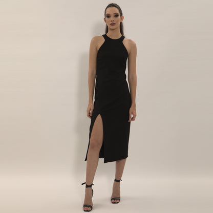 Fiona - Vestido midi de malha com fenda